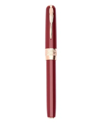 Pineider Classic Rose Gold Rollerball Pen (14.4cm X 1.55cm) In Red