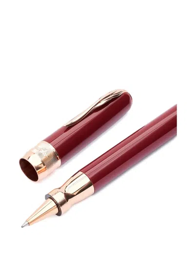 Pineider Classic Rose Gold Rollerball Pen (14.4cm X 1.55cm) In Red