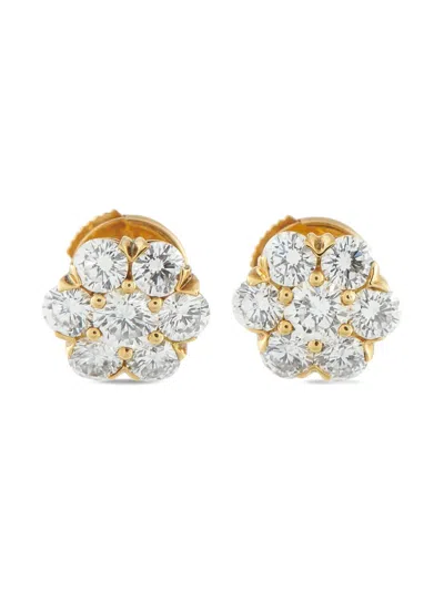 Pre-owned Van Cleef & Arpels 18k Yellow Gold Fleurette Diamond Earrings