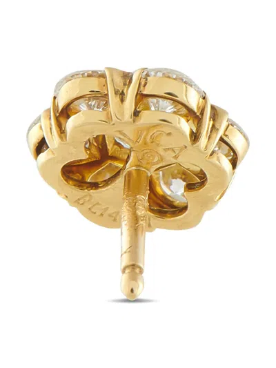 Pre-owned Van Cleef & Arpels 18k Yellow Gold Fleurette Diamond Earrings