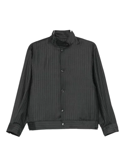 Aya Muse Pinstriped Bomber Jacket In Gray