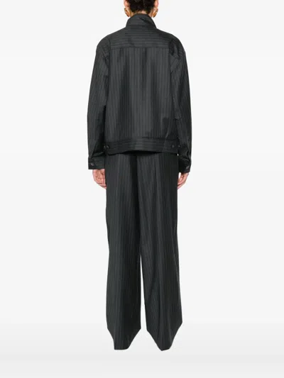 Aya Muse Pinstriped Bomber Jacket In Gray