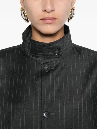 Aya Muse Pinstriped Bomber Jacket In Gray