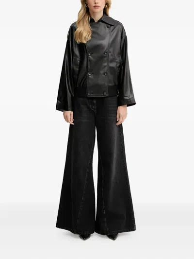 Silvian Heach Double-breasted Button Jacket In Black