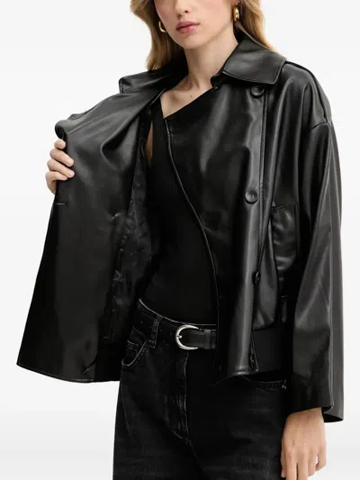 Silvian Heach Double-breasted Button Jacket In Black