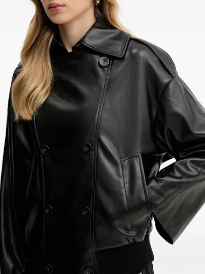 Silvian Heach Double-breasted Button Jacket In Black