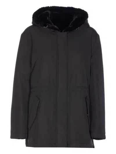 Lou Andrea Reversible Hooded Jacket In Black