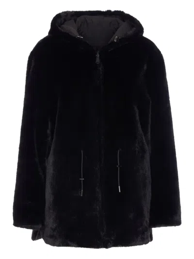 Lou Andrea Reversible Hooded Jacket In Black