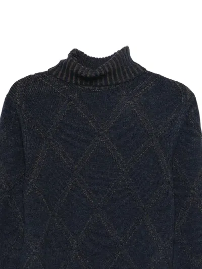 Barba Napoli Argyle-check Roll-neck Jumper In Blue