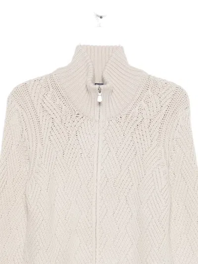 Barba Napoli Zip-up Cable-knit Cardigan In Brown