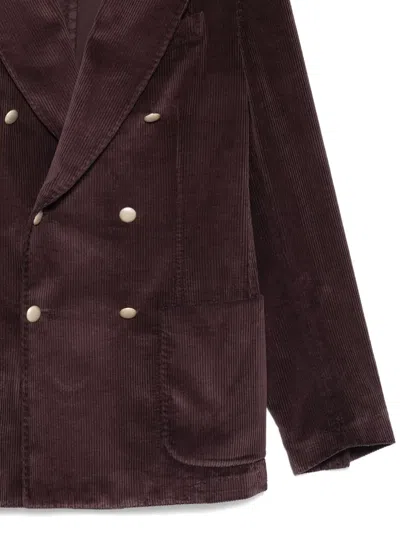 Luigi Bianchi Mantova Double-breasted Corduroy Blazer In Burgundy