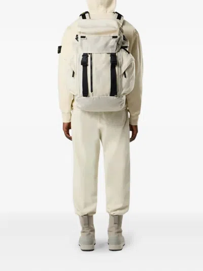 Stone Island Technical Fabric Backpack Featuring Multiple Pockets In White