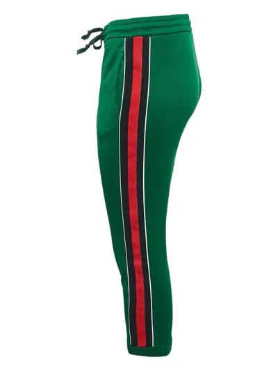 Pre-owned Gucci Web-stripe Jersey Pants In Green