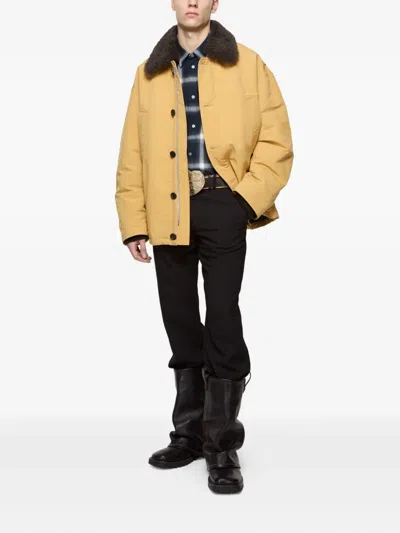 Acne Studios Shearling-collar Bomber Jacket In Neutral
