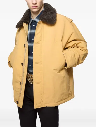 Acne Studios Shearling-collar Bomber Jacket In Neutral