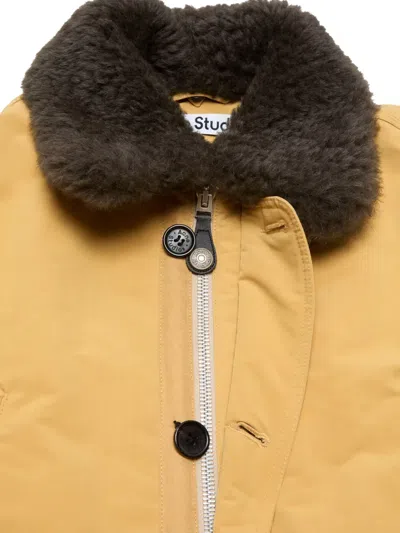 Acne Studios Shearling-collar Bomber Jacket In Neutral