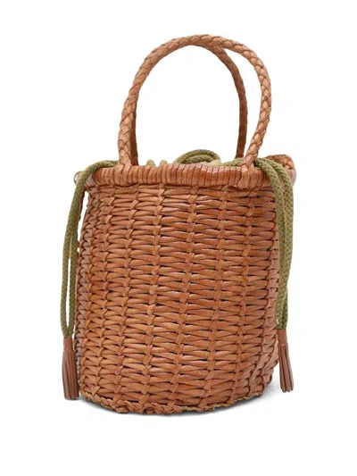 Dragon Diffusion Structured Woven Buff Leather Mini Bag In Brown