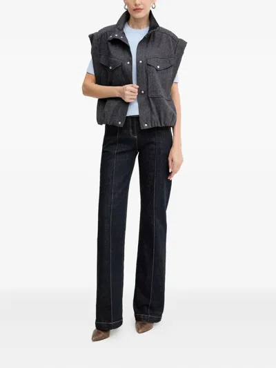 Hugo Boss Buttoned Chest-pocket Jacket In Gray