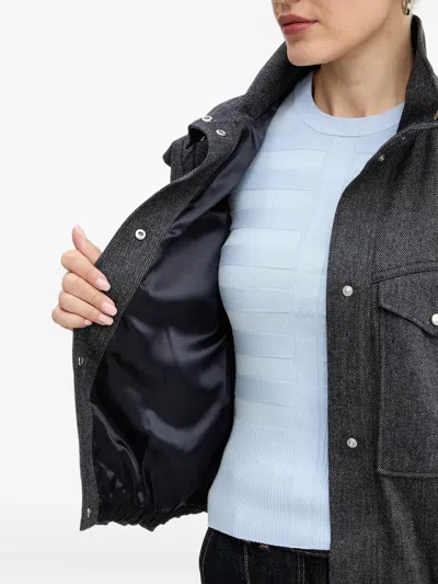 Hugo Boss Buttoned Chest-pocket Jacket In Gray