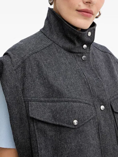 Hugo Boss Buttoned Chest-pocket Jacket In Gray