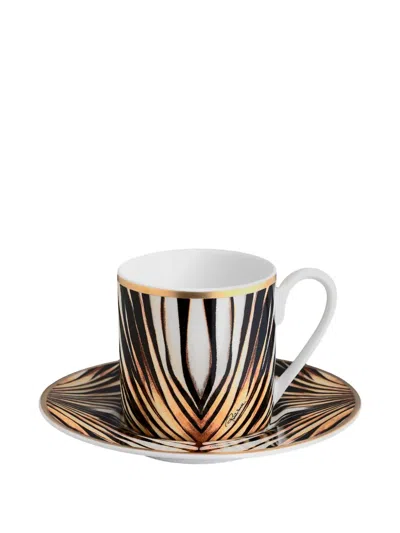 Roberto Cavalli Ray Of Gold 2 Coffe Cups In Gift Box In Red