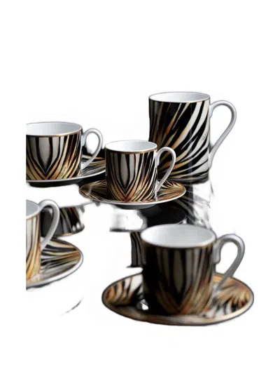 Roberto Cavalli Ray Of Gold 2 Coffe Cups In Gift Box In Red