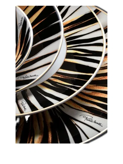 Roberto Cavalli Ray Of Gold Soup Plates (set Of Two) In White