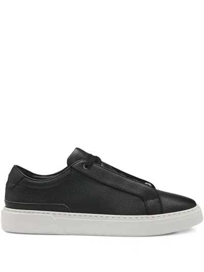 Hugo Boss Round Toe Low-top Casual Shoes In Black
