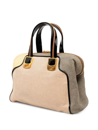 Pre-owned Fendi 2010-2025 Small Canvas Colorblock Chameleon Satchel In Brown