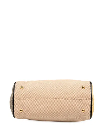 Pre-owned Fendi 2010-2025 Small Canvas Colorblock Chameleon Satchel In Brown