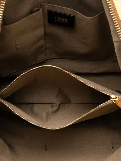 Pre-owned Fendi 2010-2025 Small Canvas Colorblock Chameleon Satchel In Brown