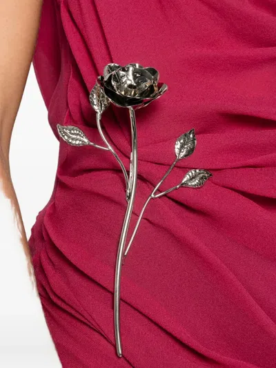 Giuseppe Di Morabito Ruched Floral-appliqué Dress In Red