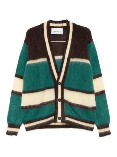 Amaranto Relaxed Fit V-neck Button-down Sweater In Green