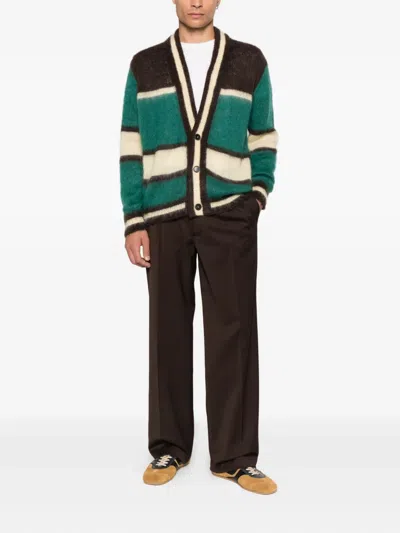 Amaranto Relaxed Fit V-neck Button-down Sweater In Green