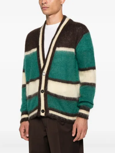 Amaranto Relaxed Fit V-neck Button-down Sweater In Green