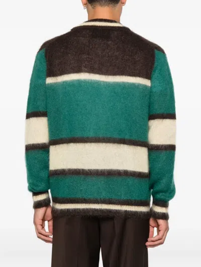 Amaranto Relaxed Fit V-neck Button-down Sweater In Green