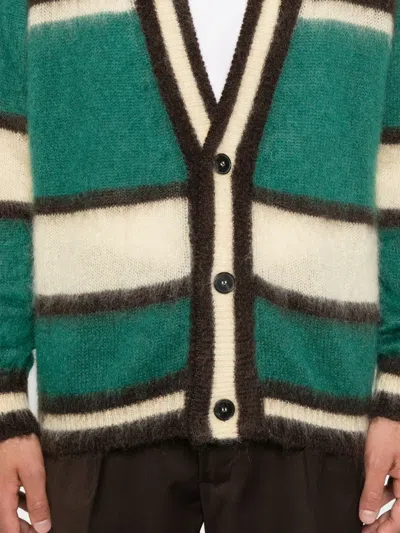 Amaranto Relaxed Fit V-neck Button-down Sweater In Green