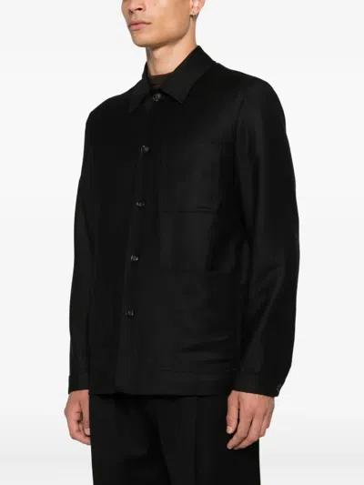 Manuel Ritz Flannel Shirt Jacket In Black