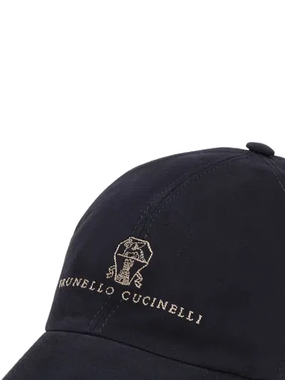 Brunello Cucinelli Embroidered Logo Baseball Cap In Blue