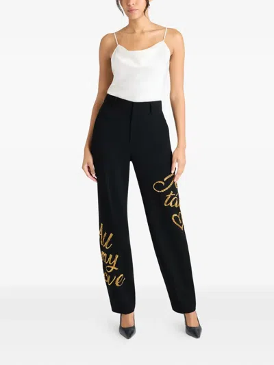 Cinq À Sept Cinq A Sept Sequin Graphic Pants In Black