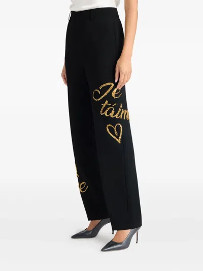 Cinq À Sept Cinq A Sept Sequin Graphic Pants In Black