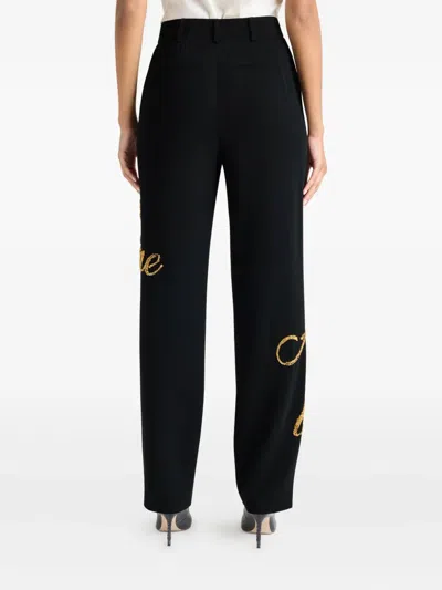 Cinq À Sept Cinq A Sept Sequin Graphic Pants In Black