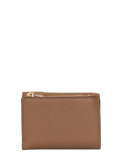 Michael Kors Tri-fold Leather Wallet In Brown