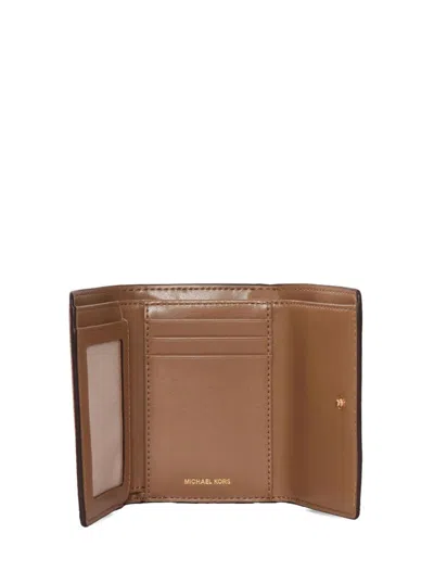 Michael Kors Tri-fold Leather Wallet In Brown
