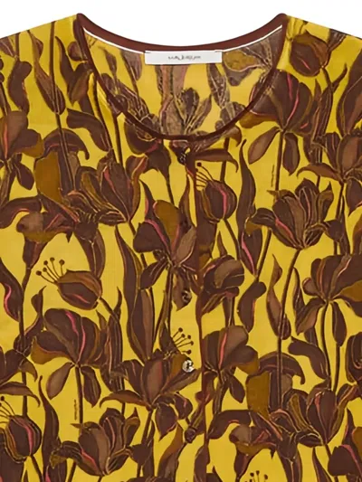 Maliparmi Floral-print Button Cardigan In Yellow