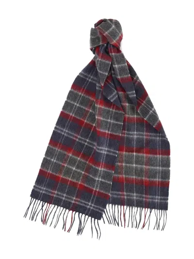 Barbour Fringed Plaid Scarf In Gray