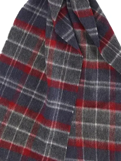 Barbour Fringed Plaid Scarf In Gray
