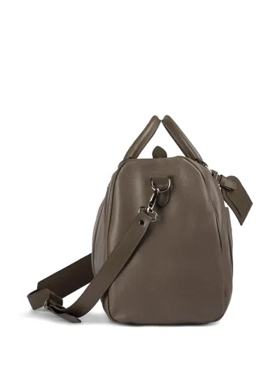 Doucal's Palmellato Leather Weekend Holdall In Gray