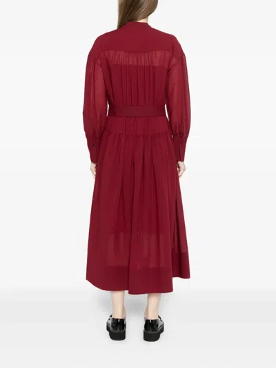 Joseph Emma Belted Wool-blend Crepe Midi Dress In Red