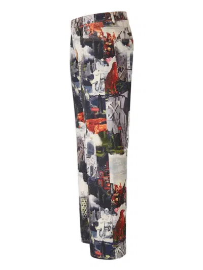 喇叭印花牛仔裤